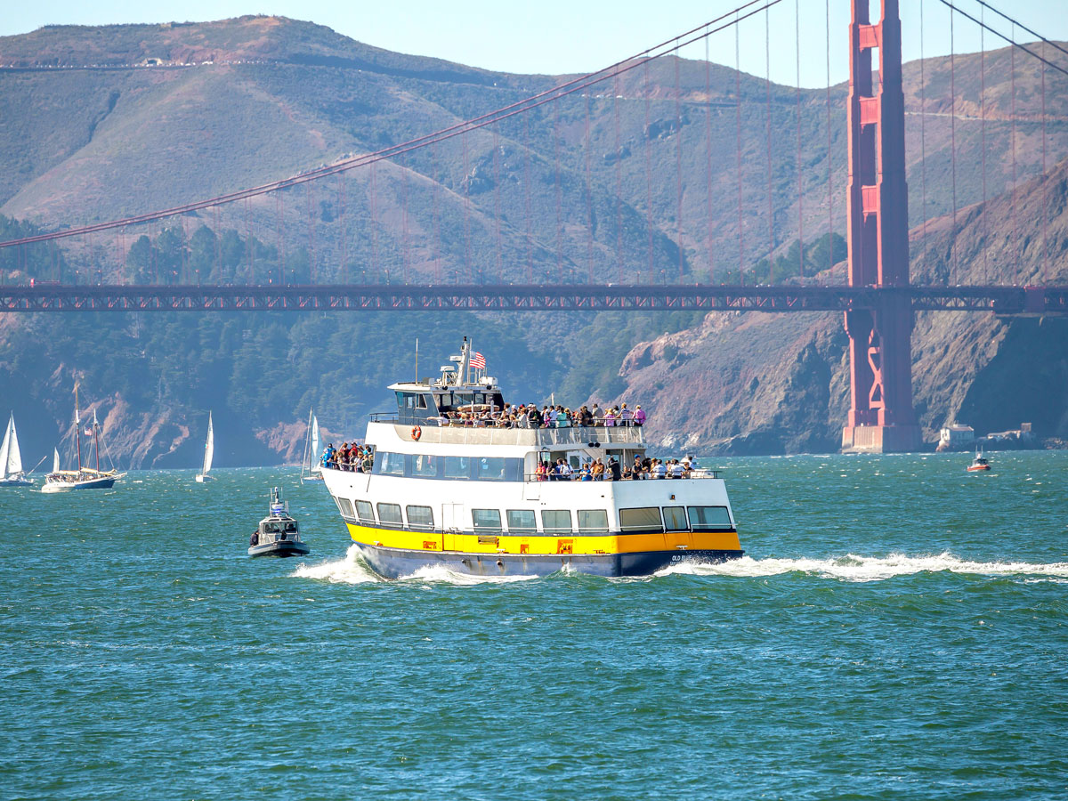 Golden Gate Ferry with Golden Gate Bridge in background