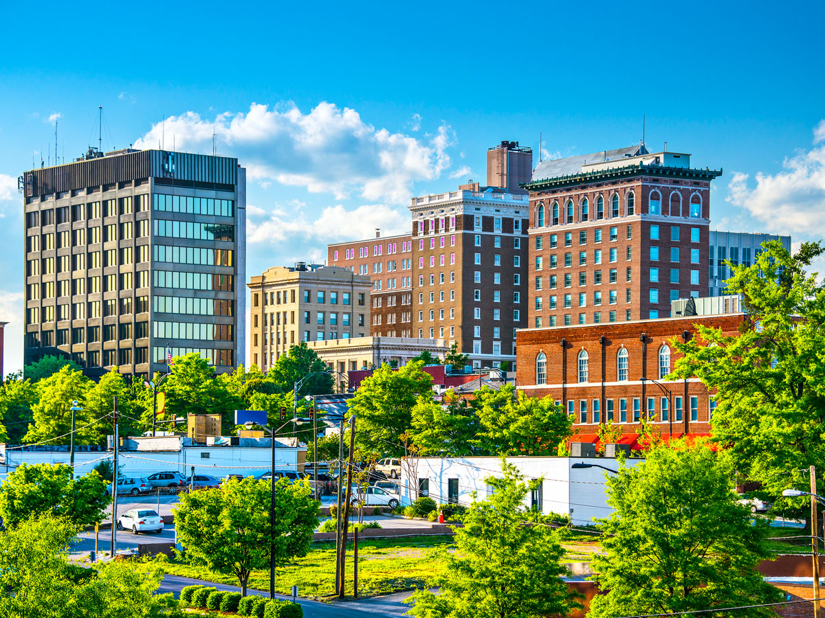 Park and skyline of Greenville, South Carolina