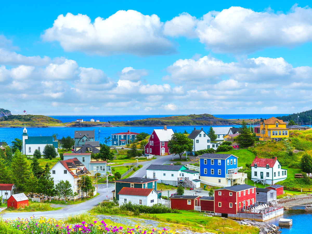 Colorful waterfront homes in Newfoundland and Labrador, Canada