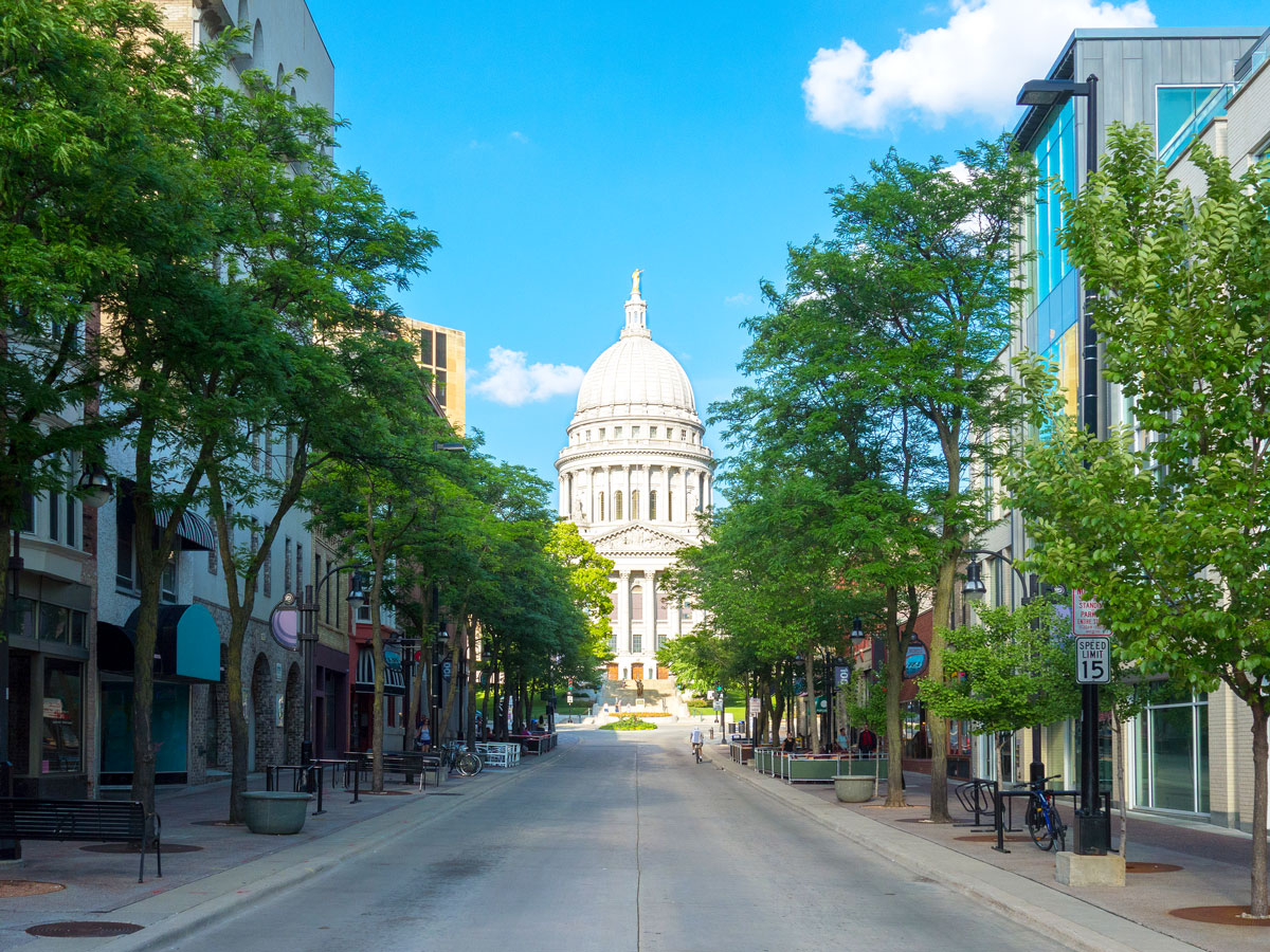 Road leading to Wisconsin State Capitol in Madison
