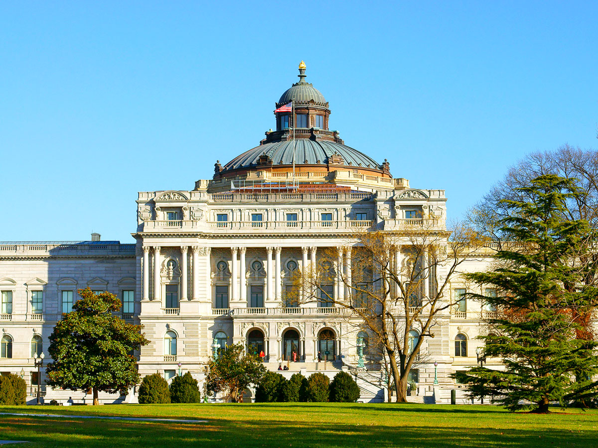 Exterior of the Thomas Jefferson Building at the Library of Congress in Washington, D.C.