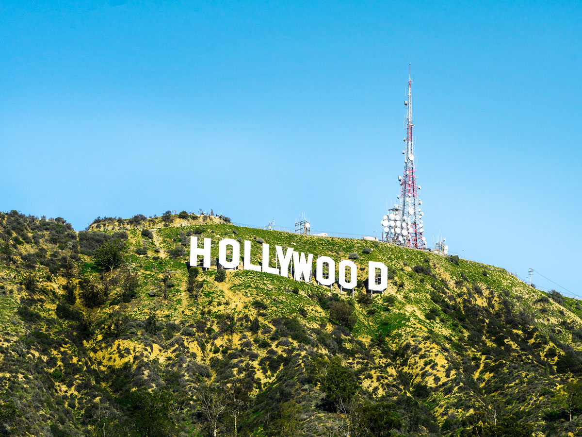The Hollywood sign on hillside in Los Angeles, California