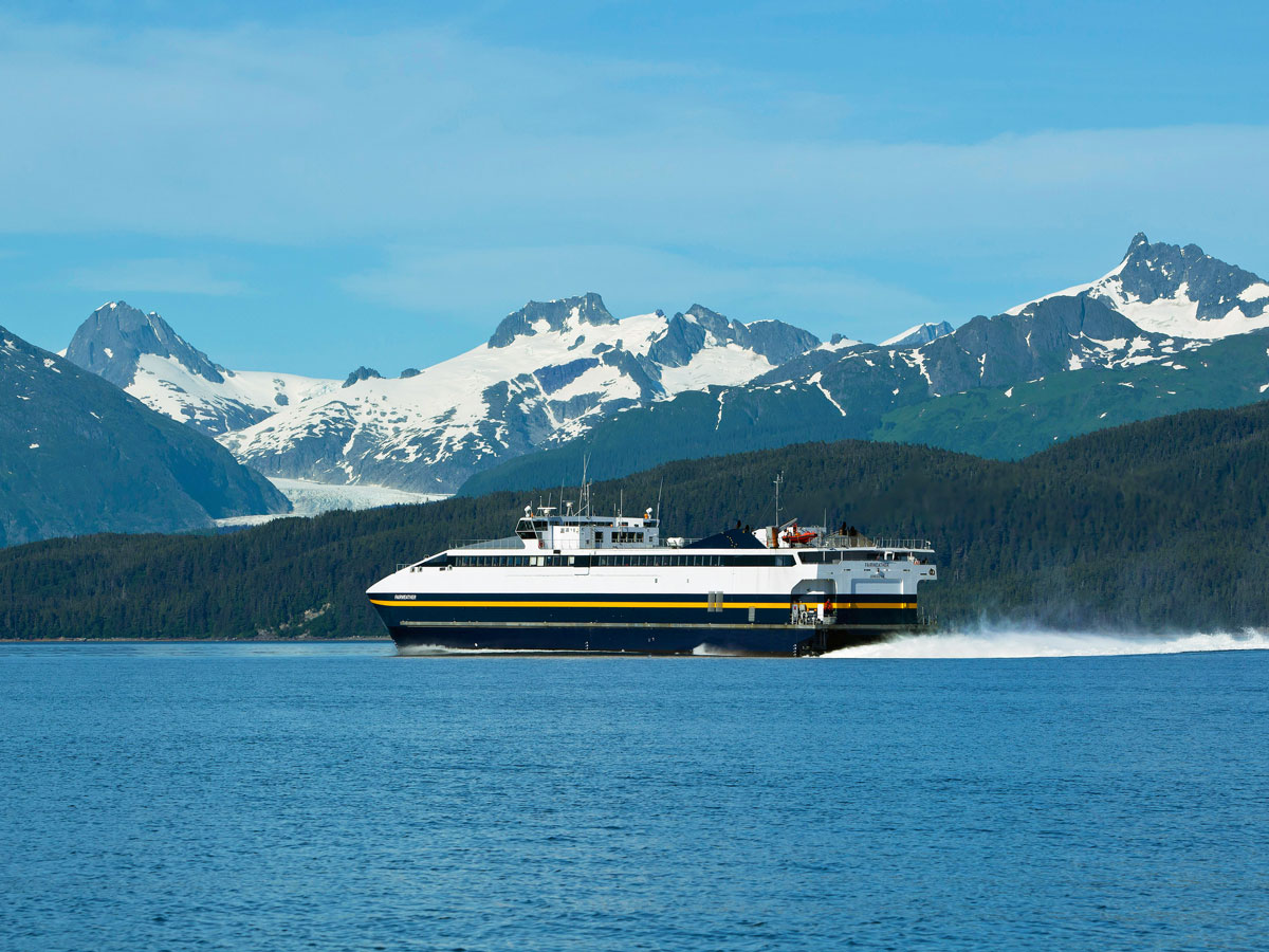 Ferry traveling on the Alaska Marine Highway System