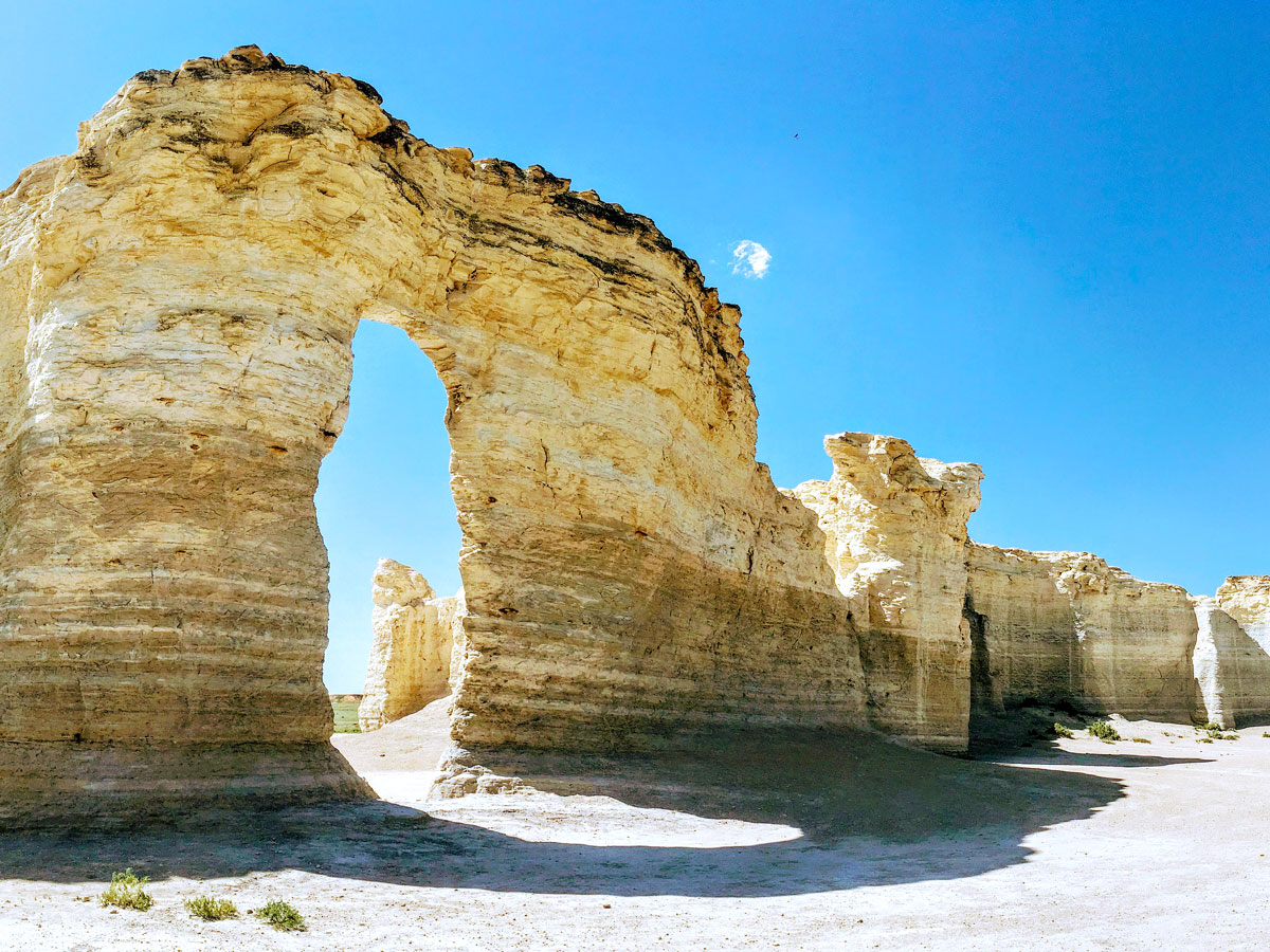 Natural arch and rock formations of Monument Rocks, Kansas