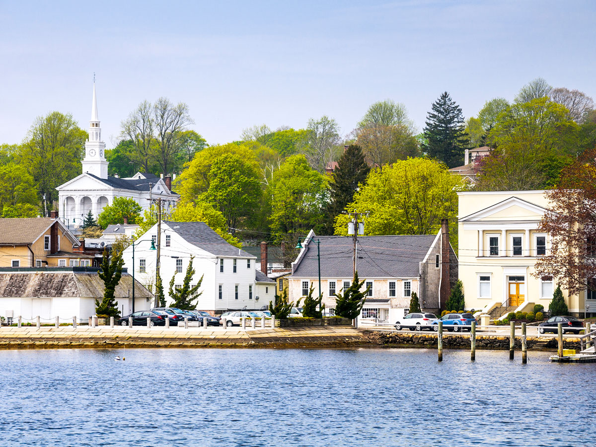 Waterfront buildings in Mystic, Connecticut
