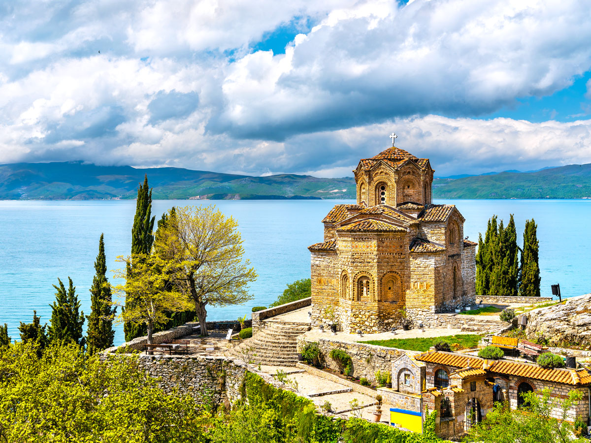 Church of St. John at Kaneo, overlooking the sea in Ohrid, North Macedonia