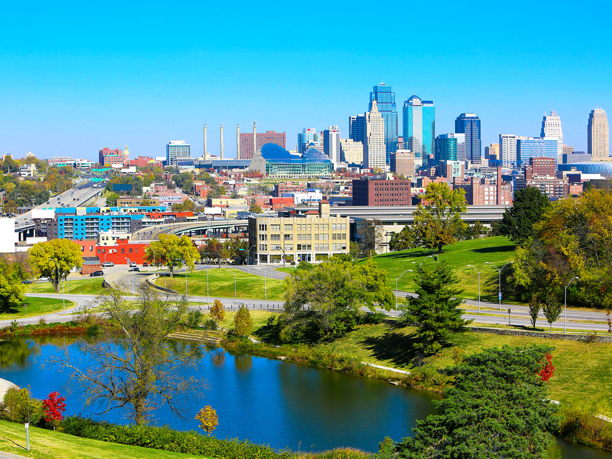 Aerial view of Kansas City skyline