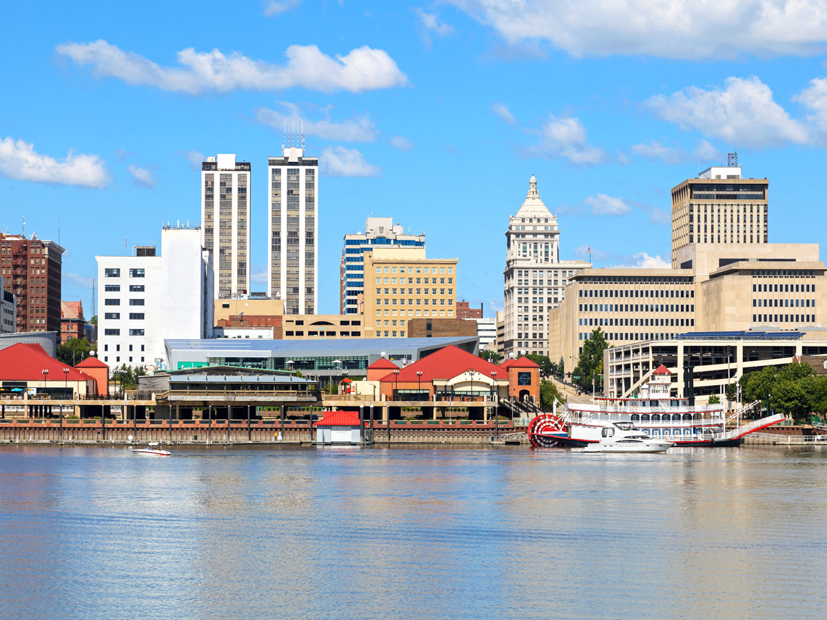 Riverfront buildings in Peoria, Illinois