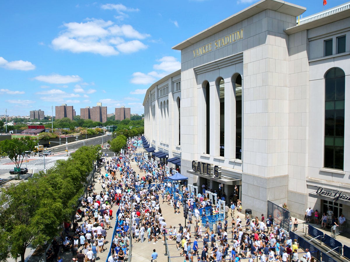 Fans outside Yankee Stadium in the Bronx, New York City