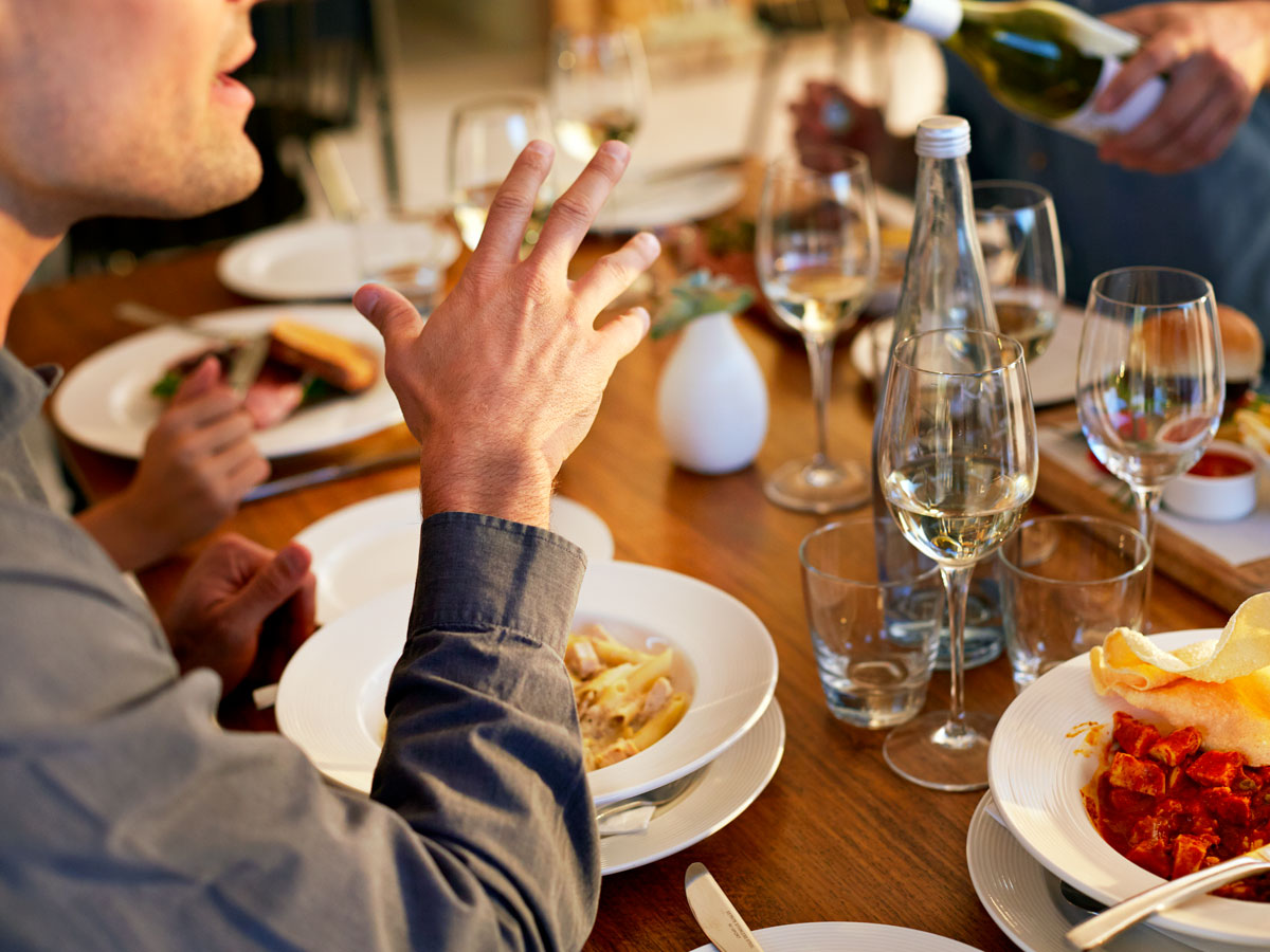 Group of people dining out at restaurant