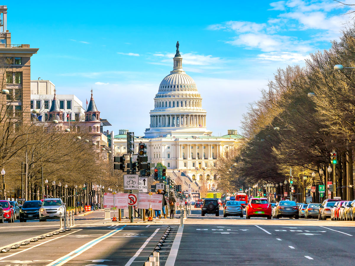 Street leading to U.S. Capitol in Washington, D.C.