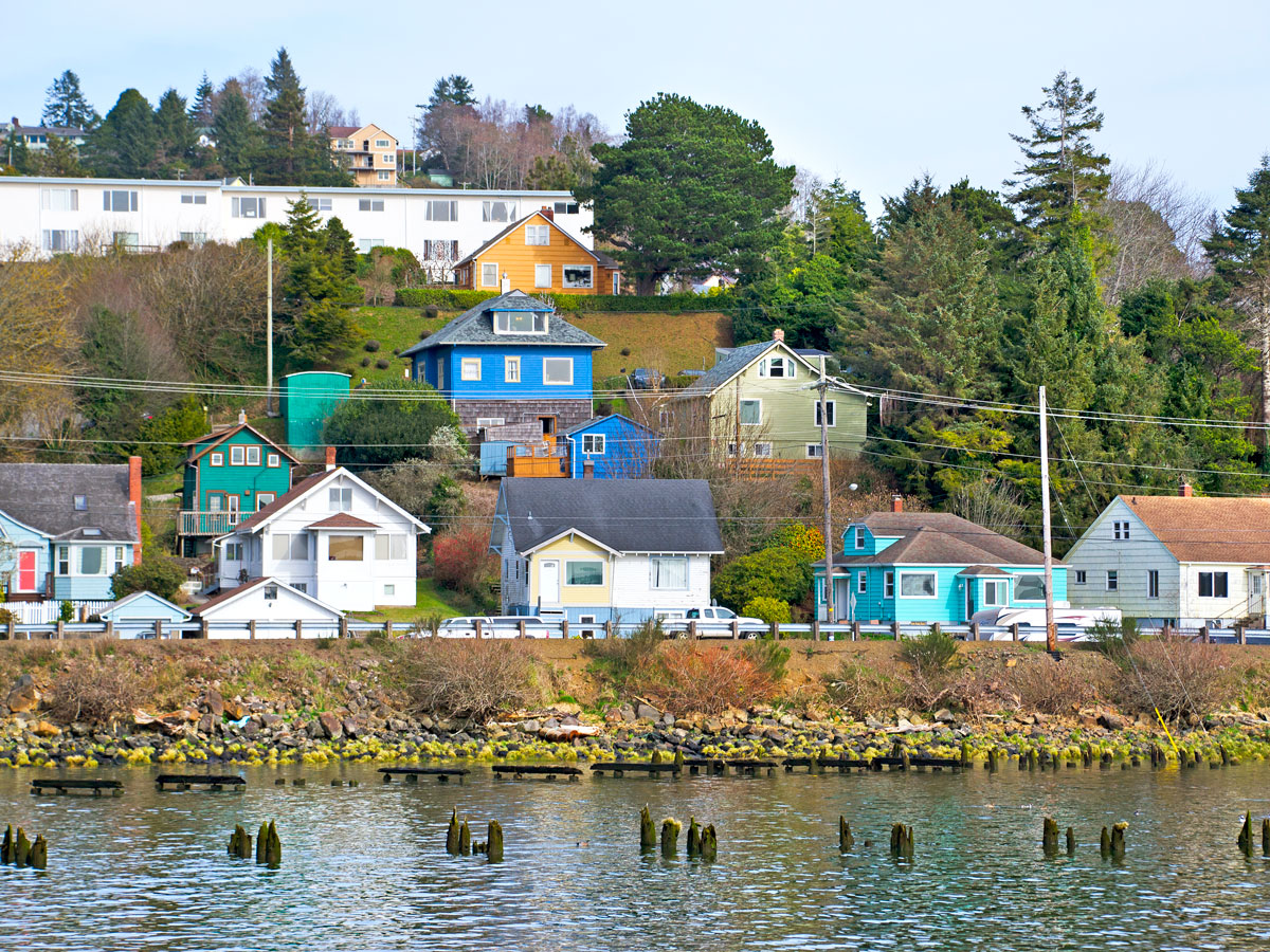 Waterfront buildings in Astoria, Oregon