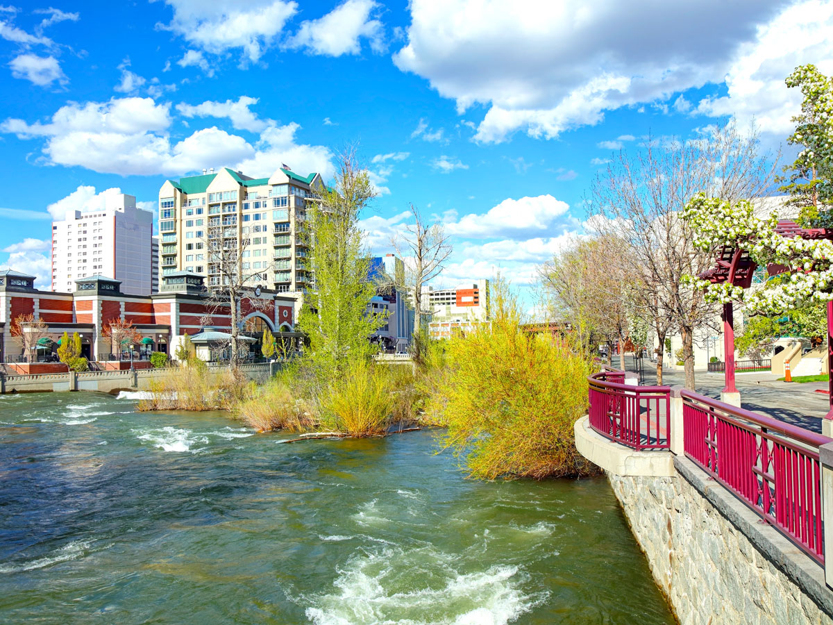Walkway beside Truckee River in Reno, Nevada