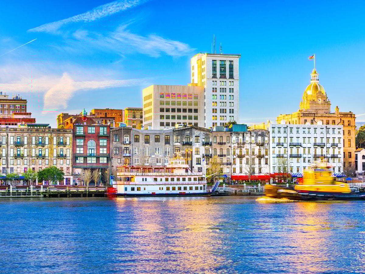 Waterfront buildings in Savannah, Georgia