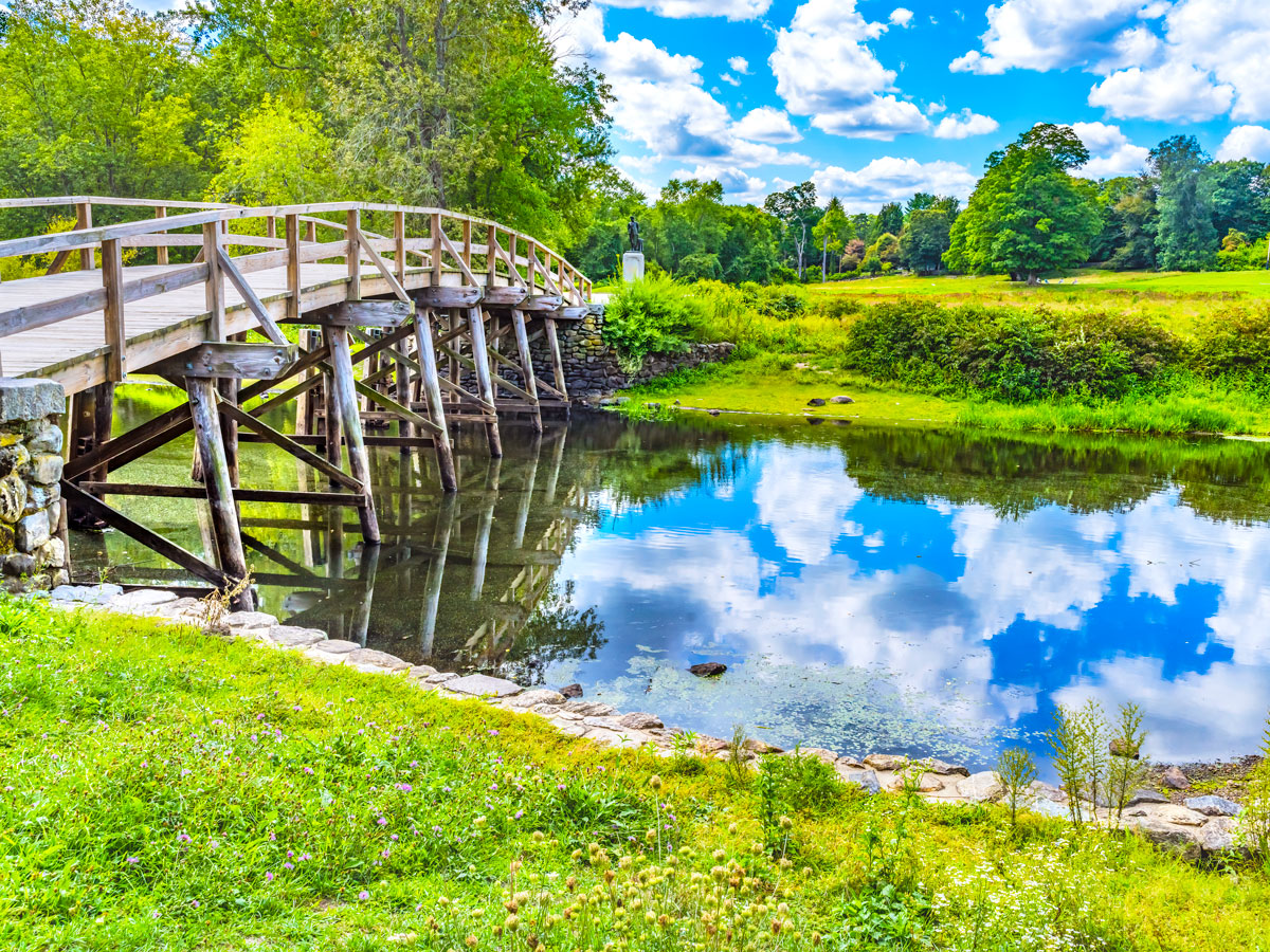 Bridge over river in Concord, Massachusetts