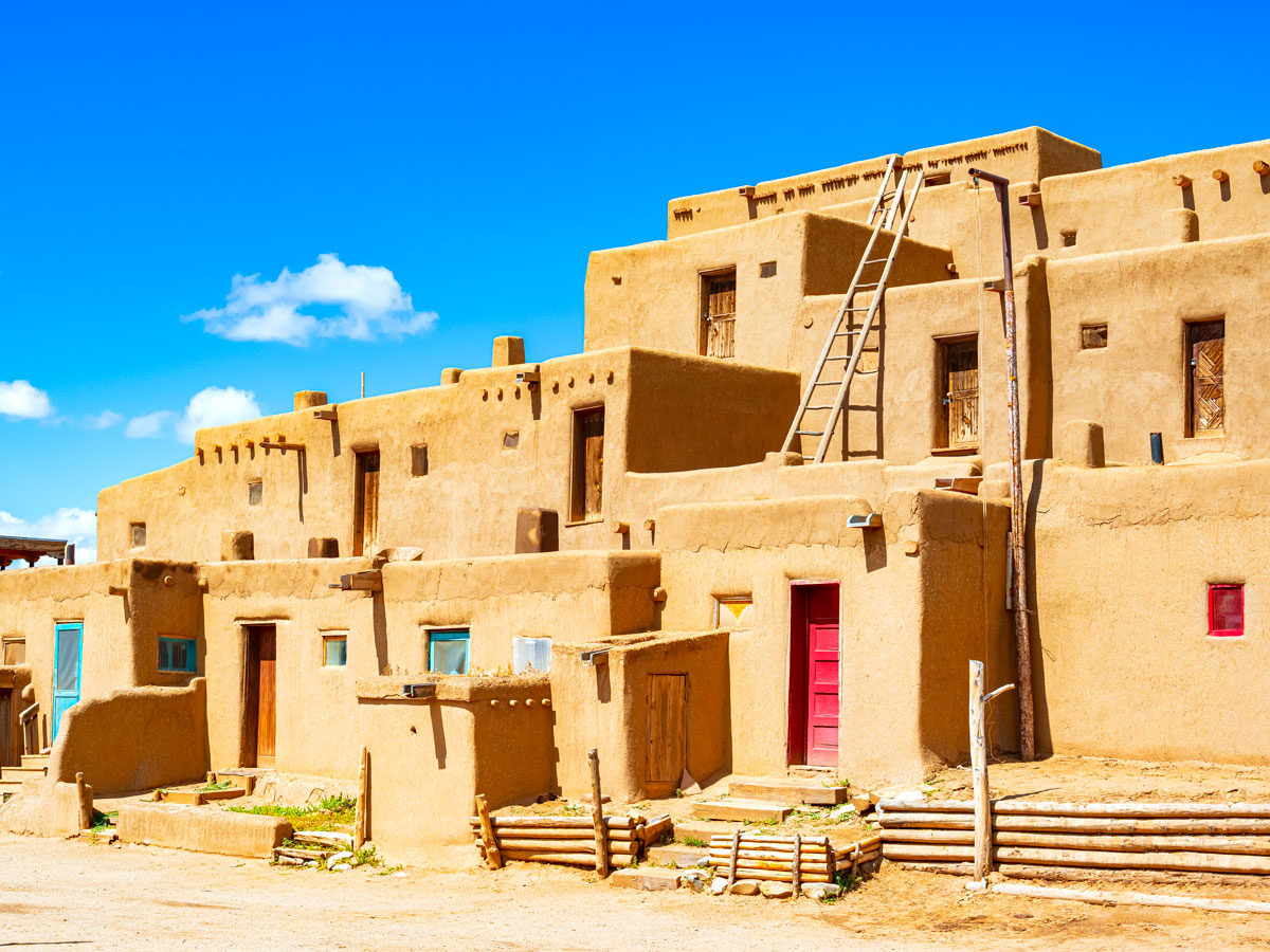 Adobe buildings in Taos Pueblo, New Mexico
