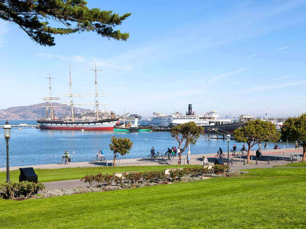 View from Fisherman's Wharf of San Francisco Maritime National Historical Park