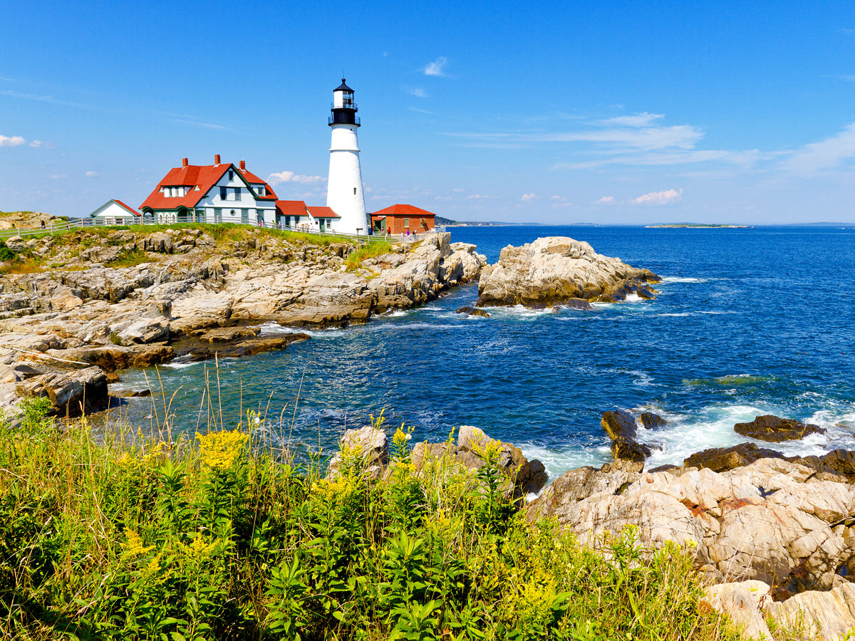 Portland Head Lighthouse on the coast of Portland, Maine