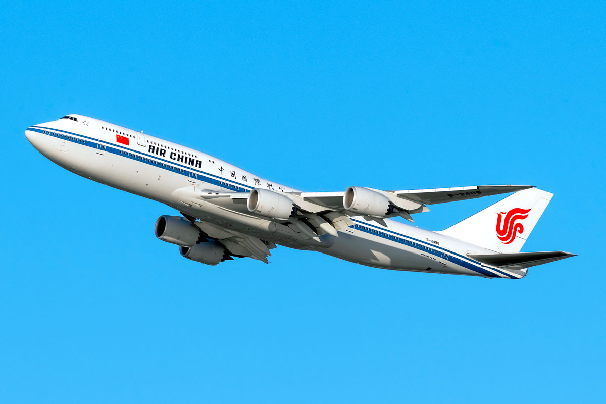 Air China Boeing 747-8 departing runway