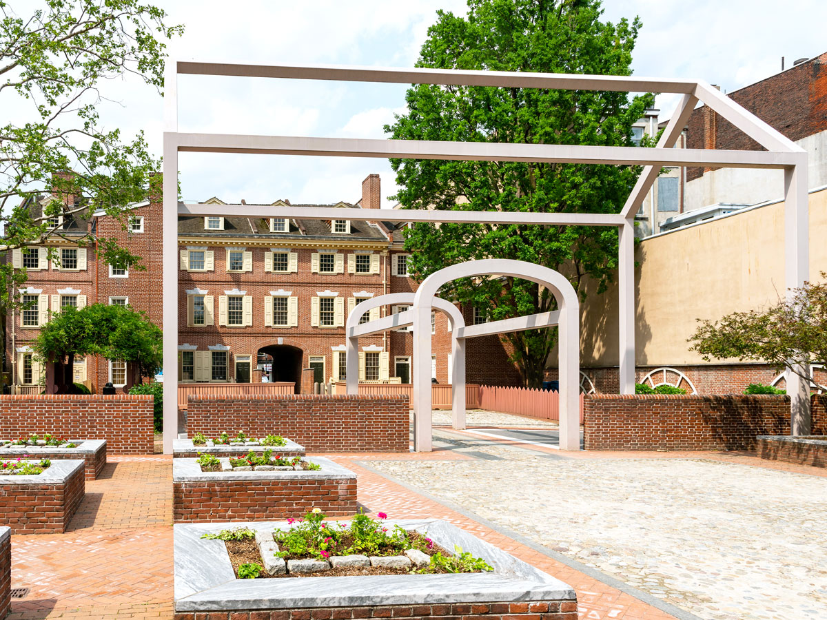 Courtyard of the Benjamin Franklin Museum in Philadelphia, Pennsylvania