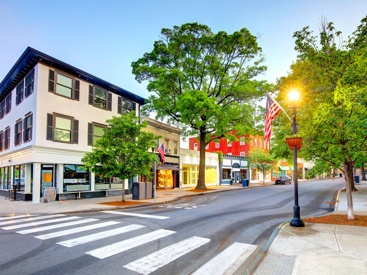 Downtown area of Rye, New York
