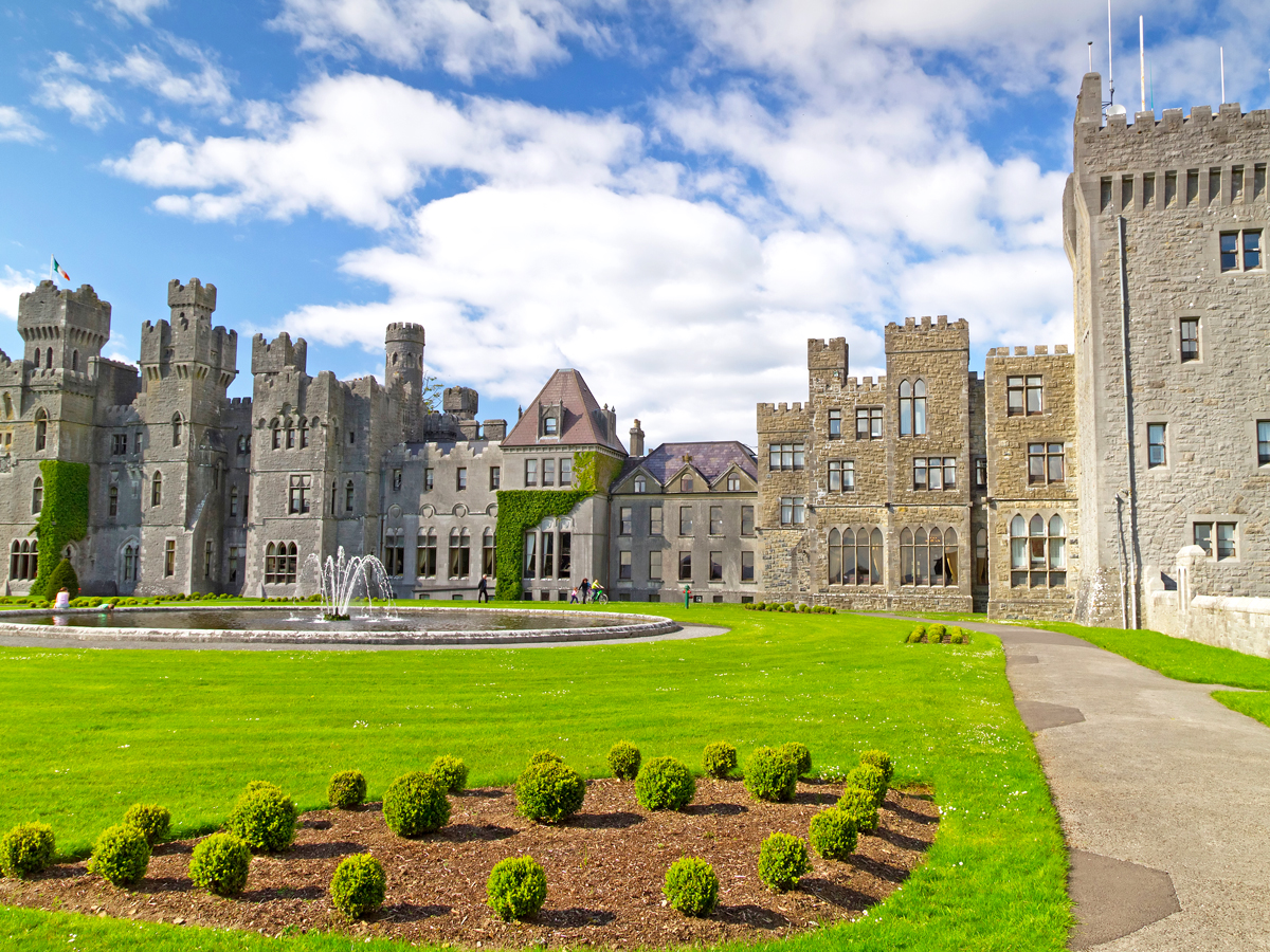 Manicured grounds of Ashford Castle in Ireland
