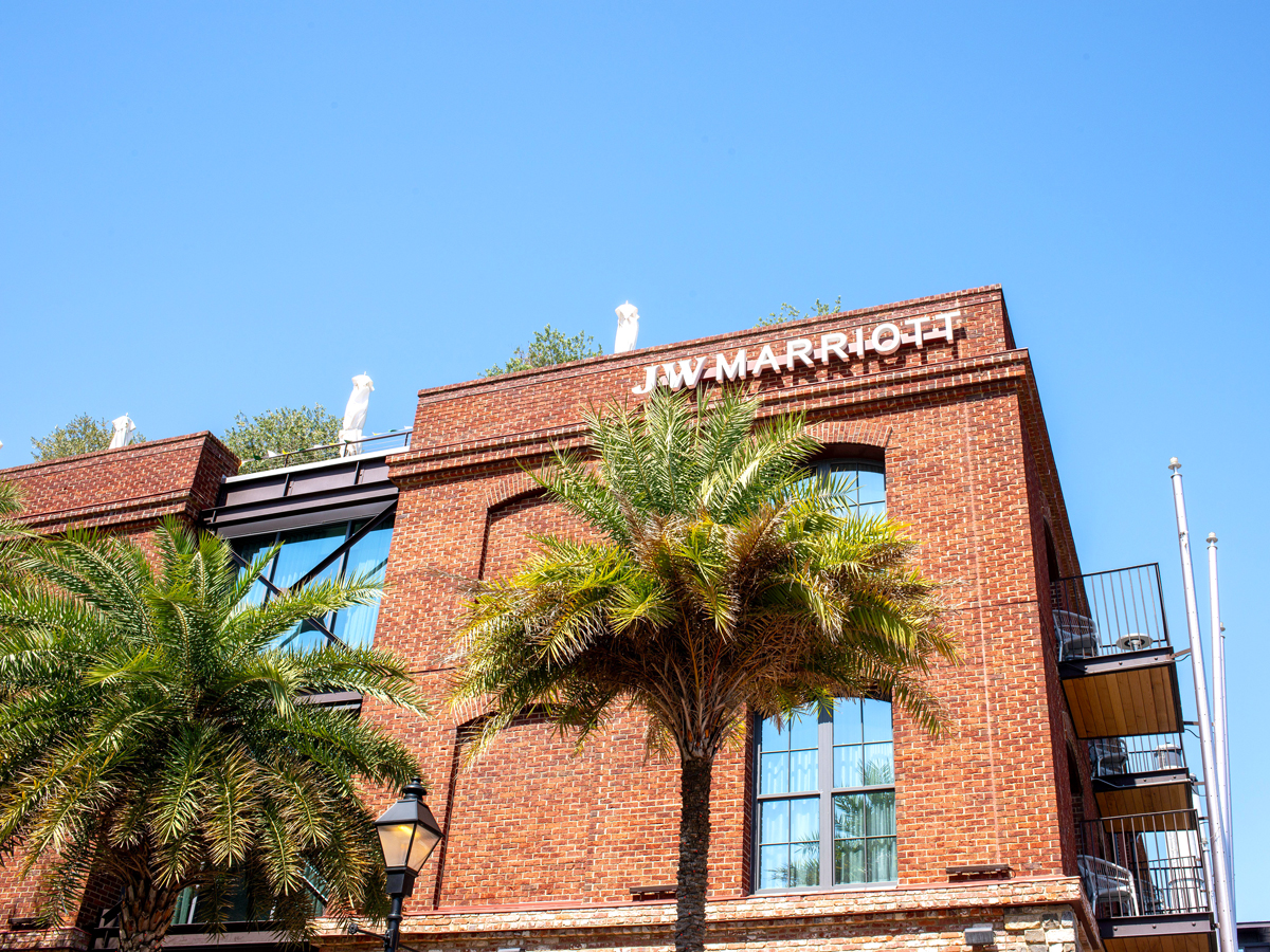 Brick exterior of the JW Marriott Savannah Plant Riverside District