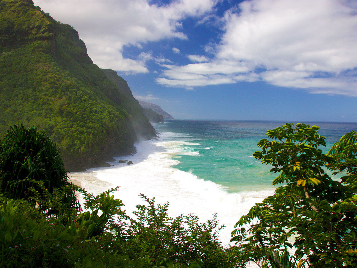 Hawaii's Hanakāpī’ai Beach seen from above