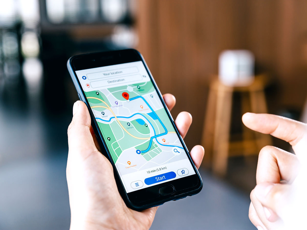 Person looking at map on phone