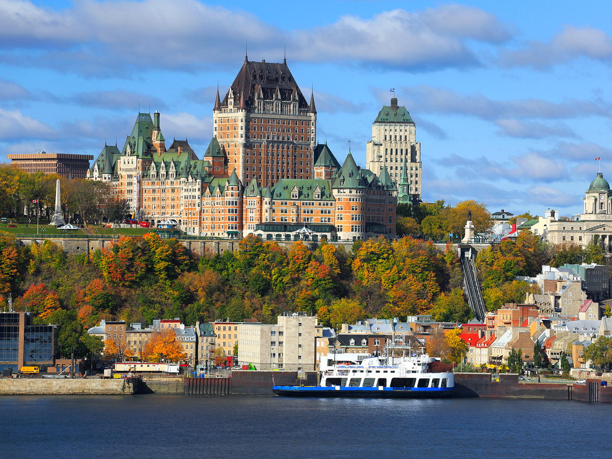 Le Chateau Frontenac on hilltop overlooking Quebec City, Canada
