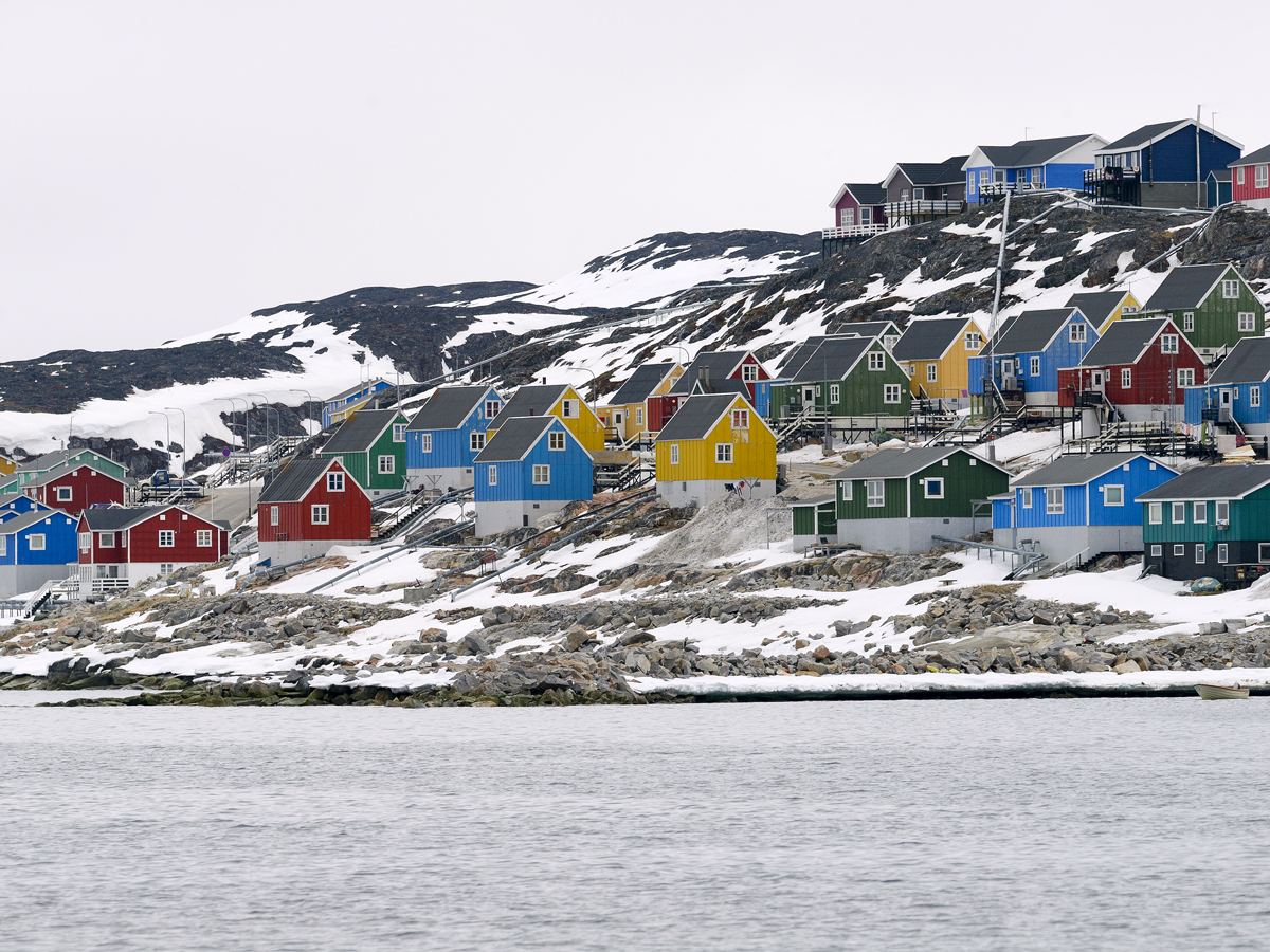 Colorful houses by the sea in Aasiaat, Greenland