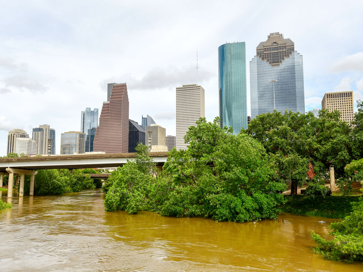 Flooding in downtown Houston, Texas