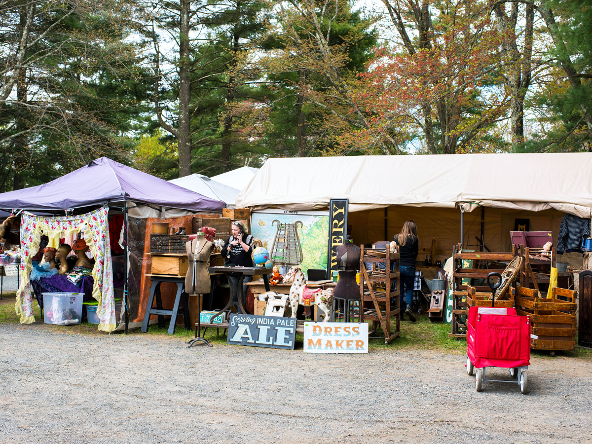 Antiques for sale under tents in Brimfield, Massachusetts