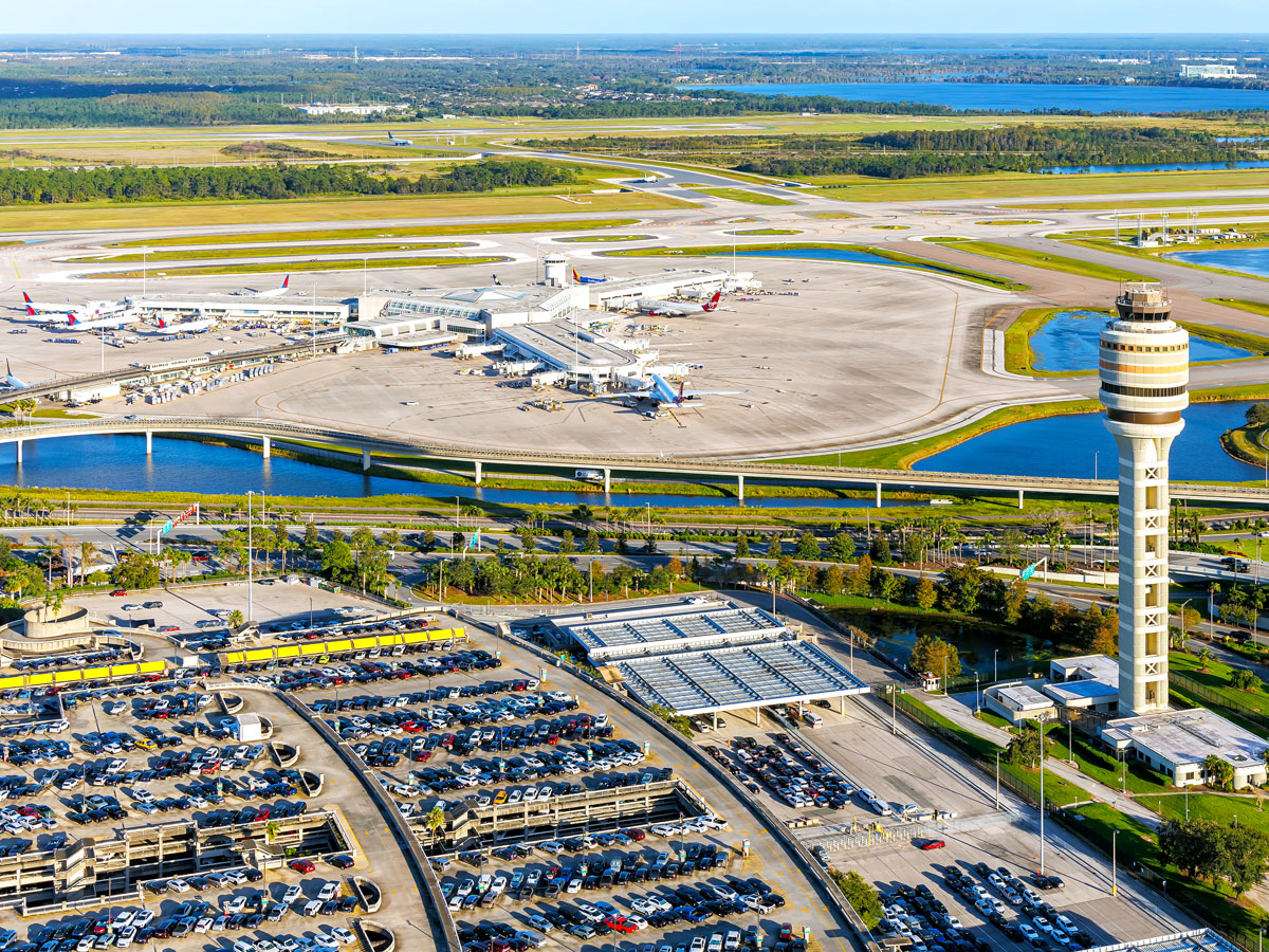 Aerial view of Orlando International Airport in Florida