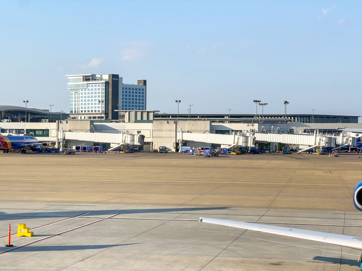 View across tarmac from terminal at Nashville International Airport in Tennessee