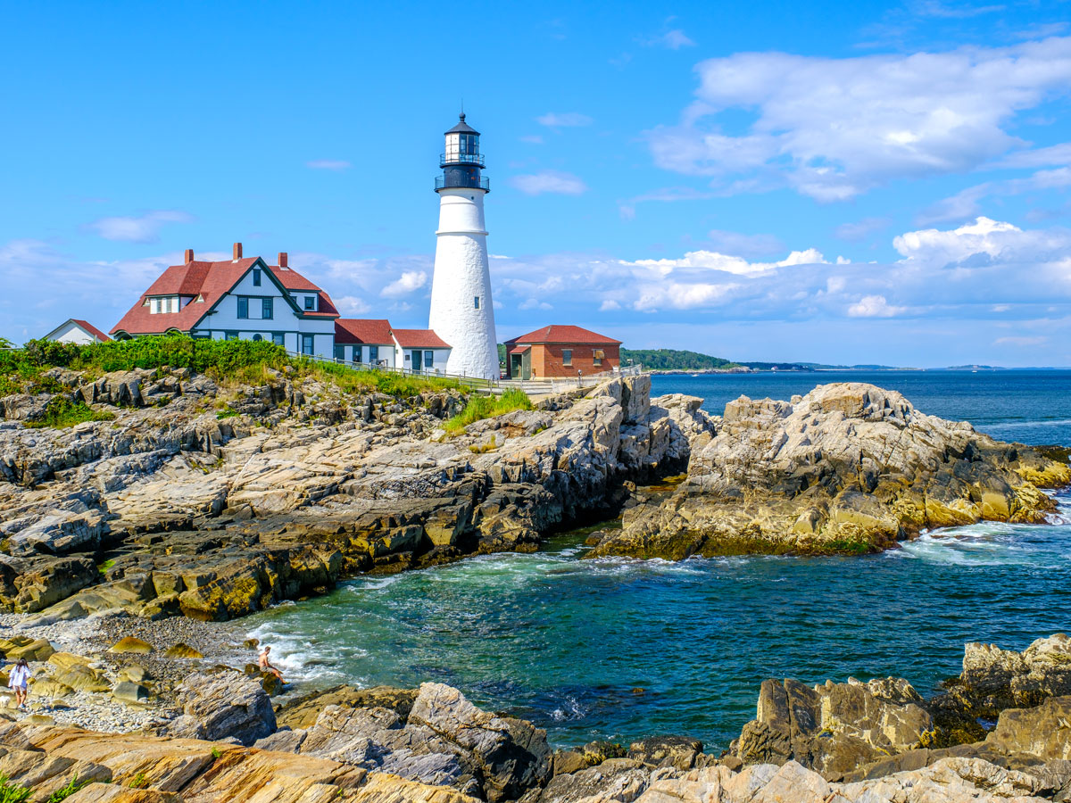 Portland Head Light on the rocky coast of Maine