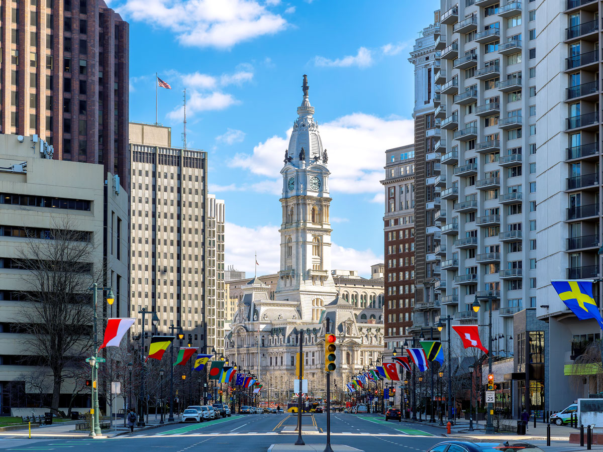 Road leading to Philadelphia City Hall