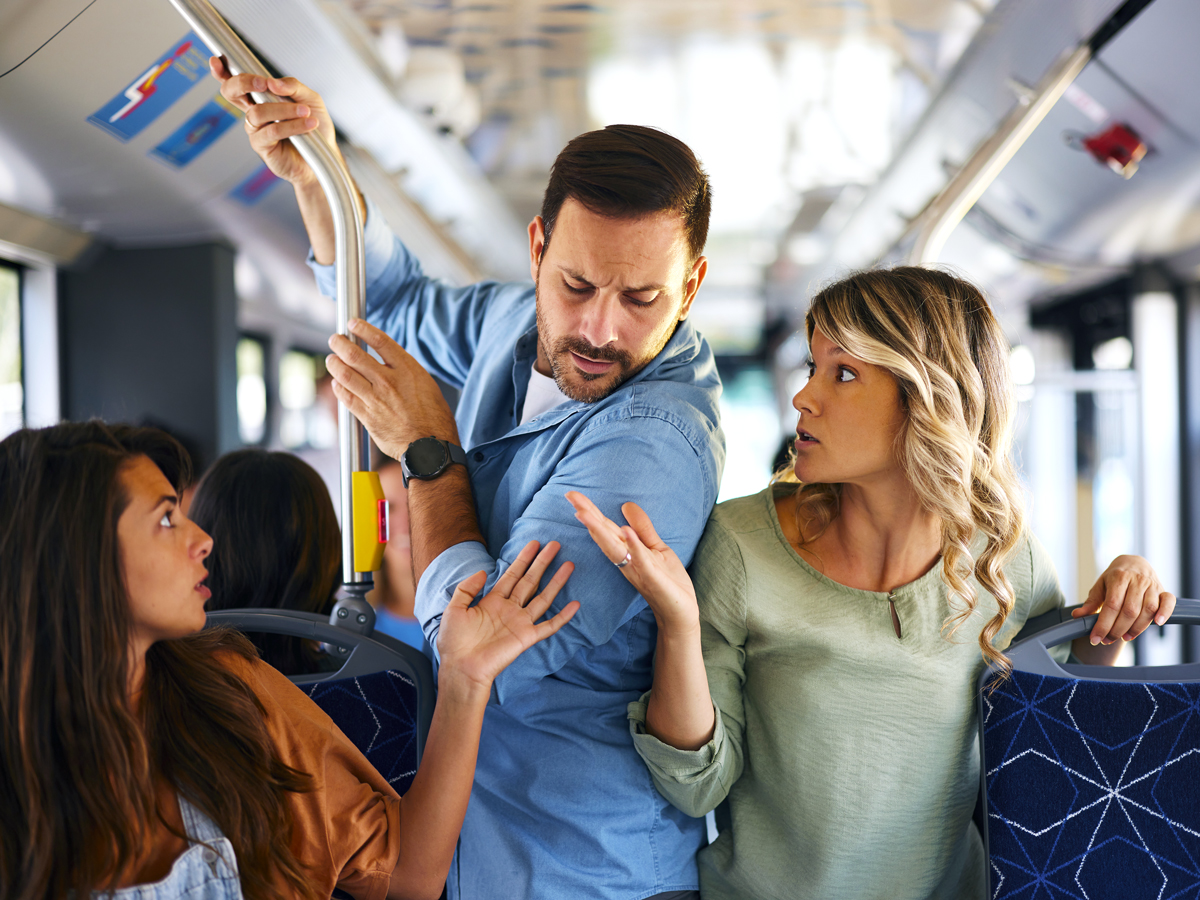 People on crowded bus