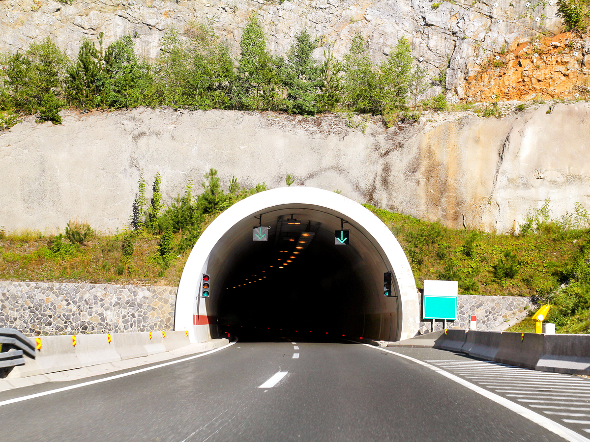 Highway tunnel through mountainside