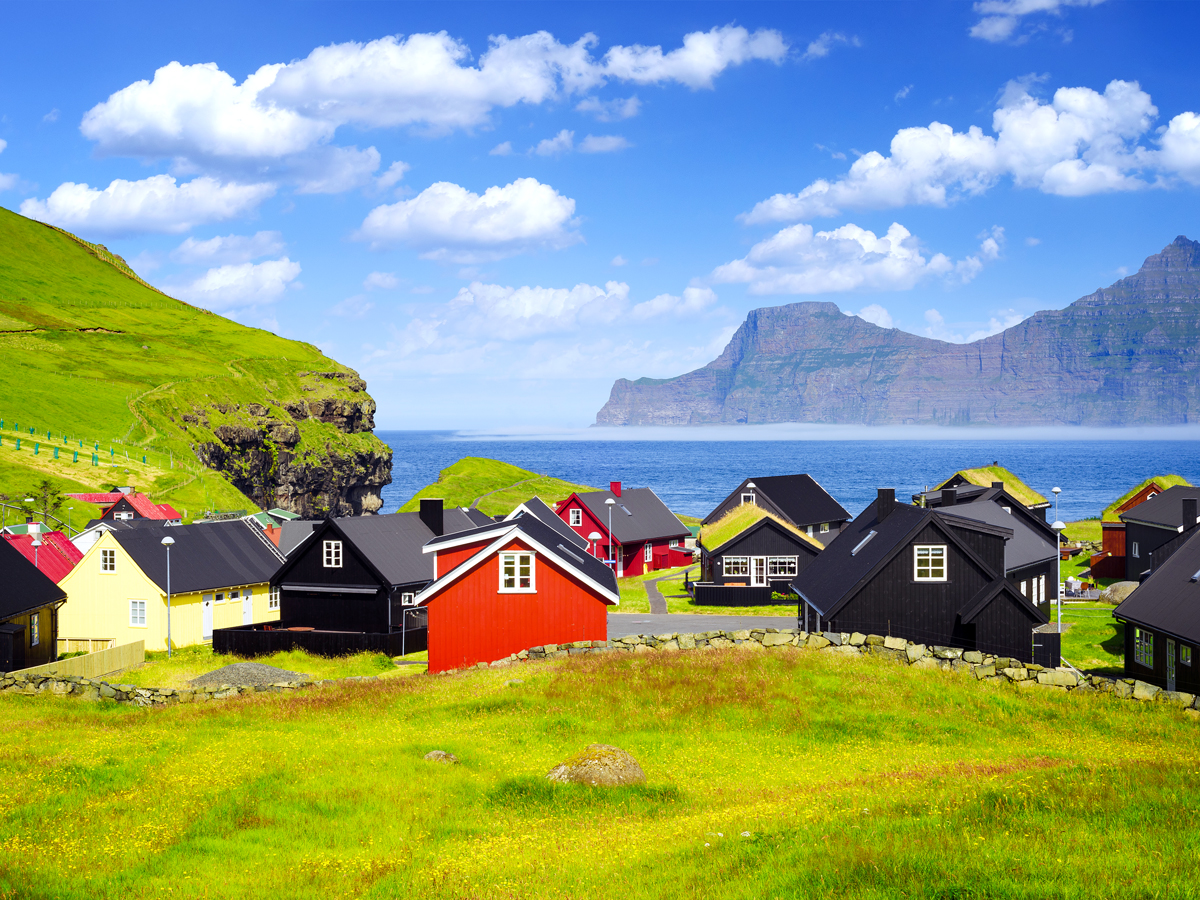 Homes overlooking the sea in the Faroe Islands