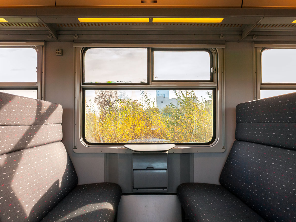 Empty seats on train car