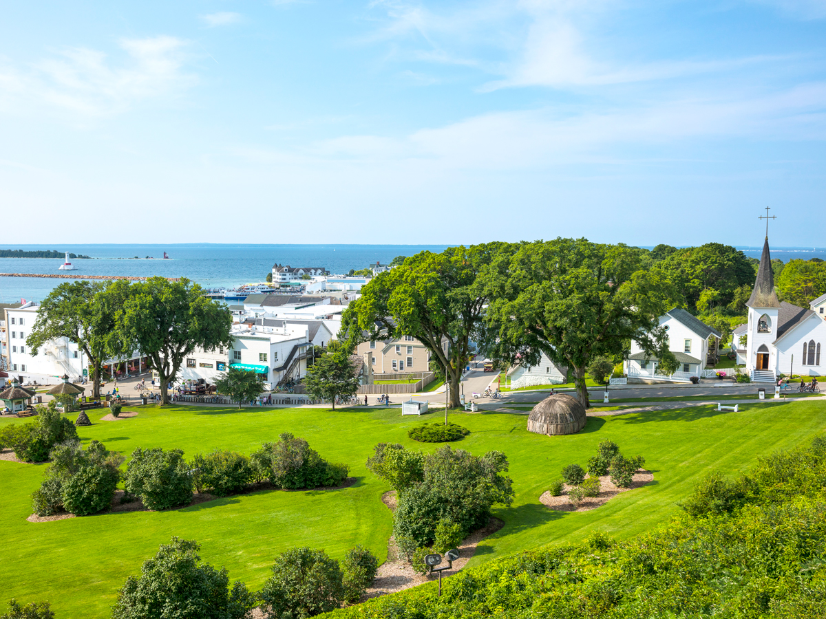 View from hilltop over Mackinac Island