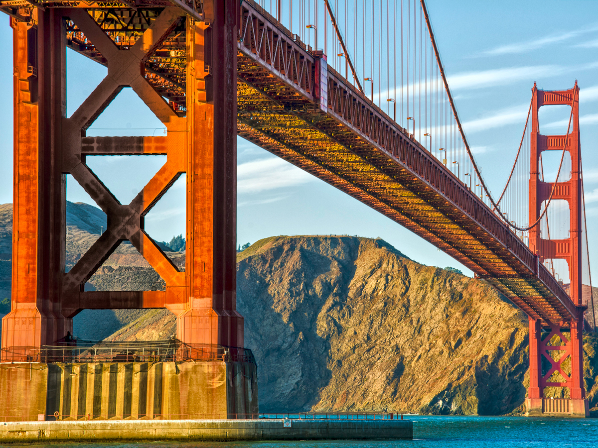 Golden Gate Bridge seen from beneath