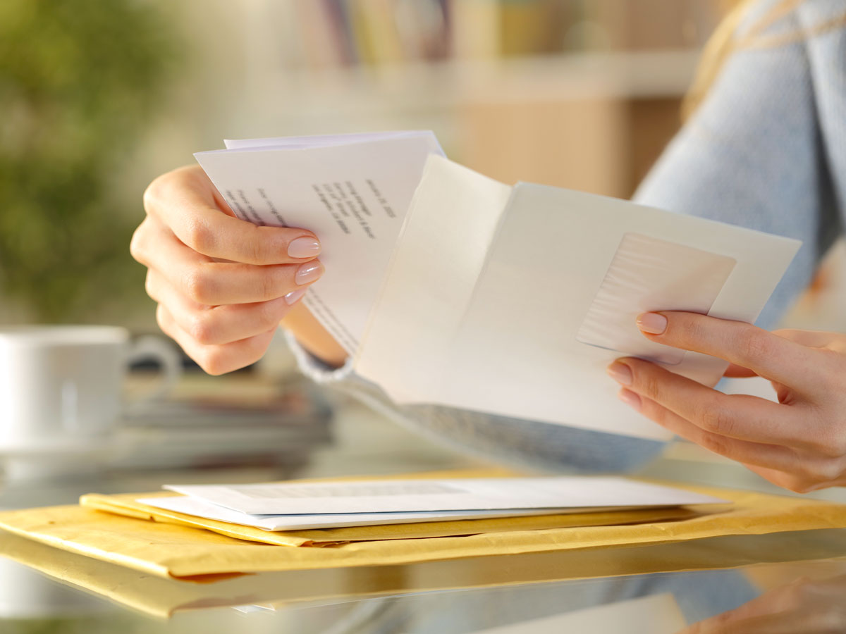Person sorting through mail