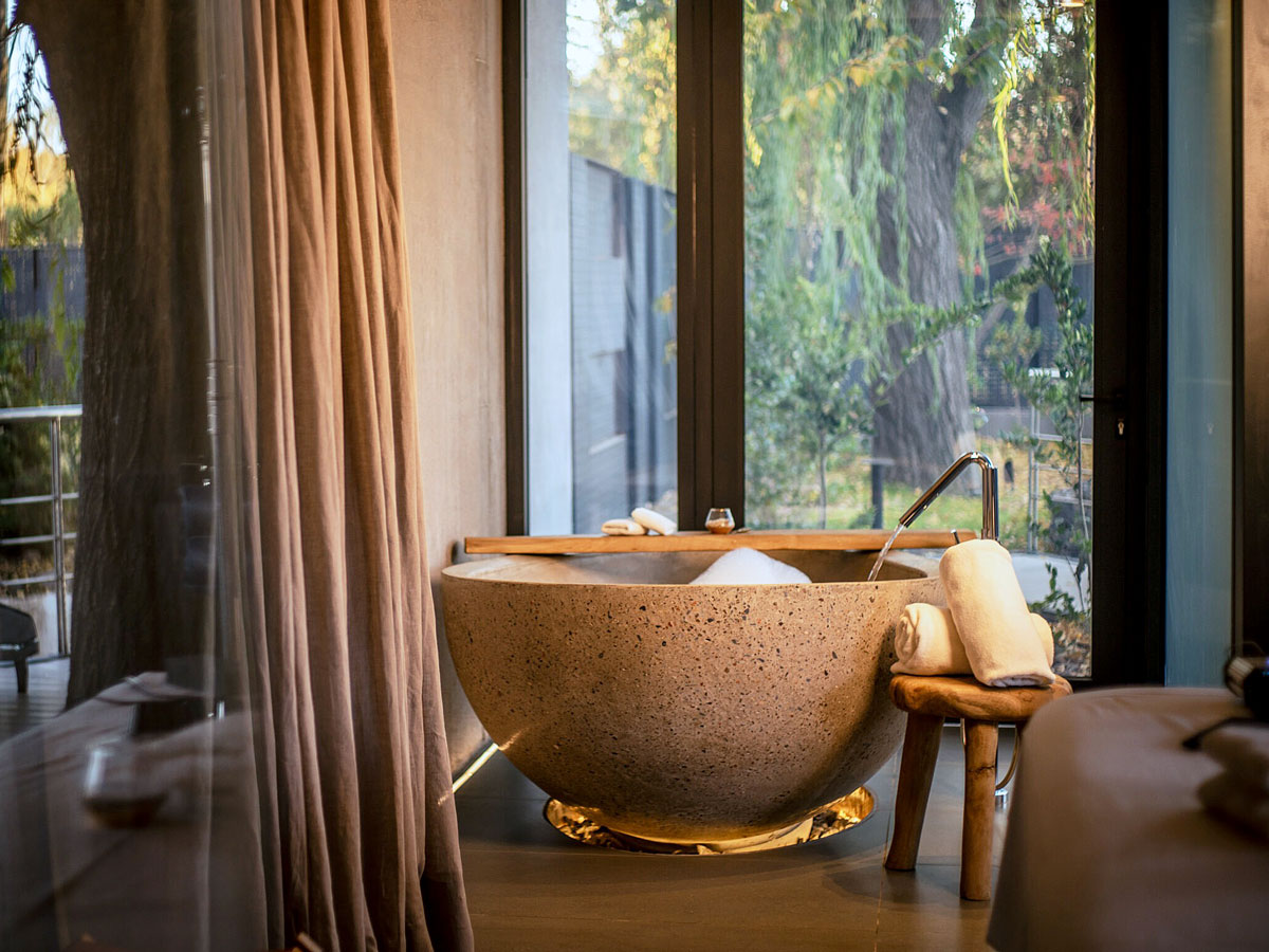 Soaking tub at SB Winemaker’s House and Spa Suites in Mendoza, Argentina