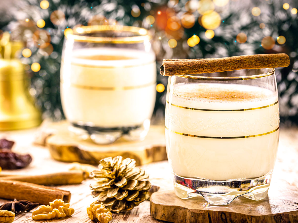 Puerto Rican coquitos with Christmas decorations