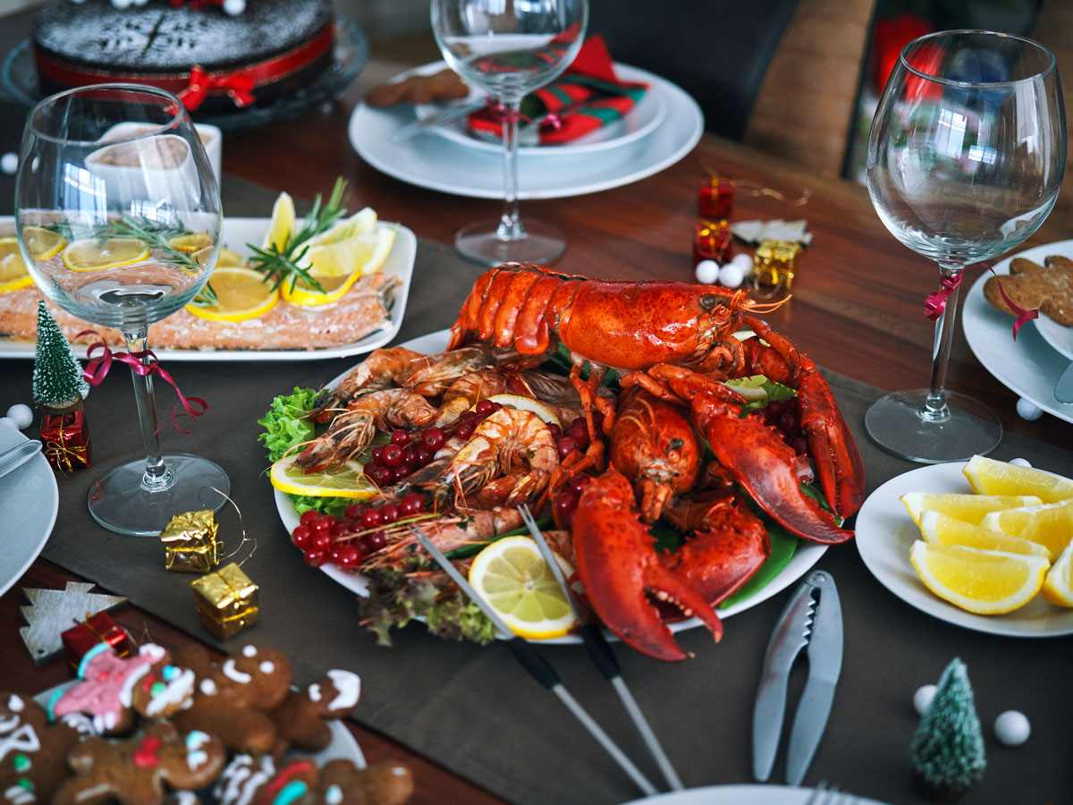 Feast of the Seven Fishes on table