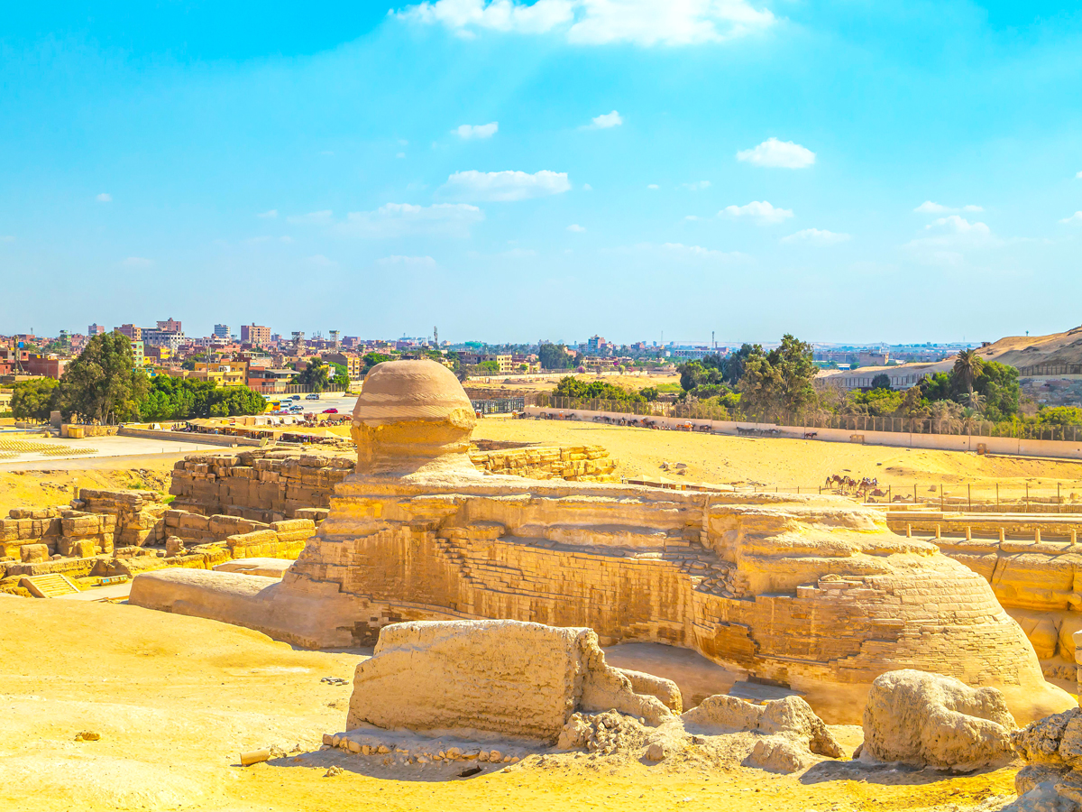 Side and rear view of the Great Sphinx of Giza
