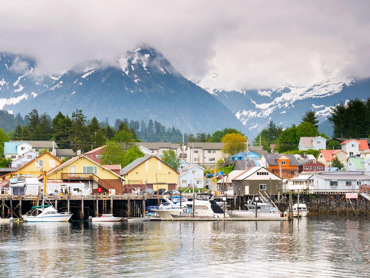Harbor and waterfront buildings in Sitka, Alaska