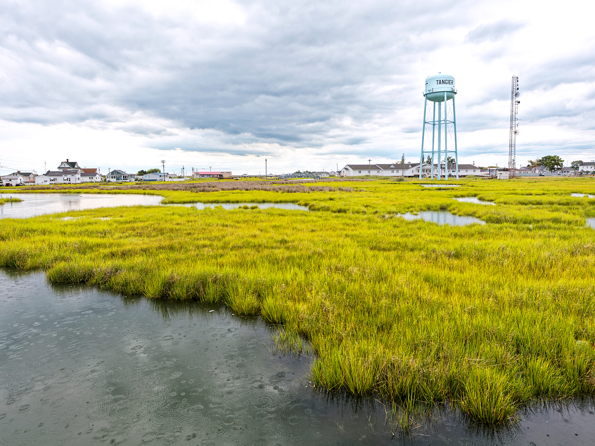 Water tower overlooking marsh on Tangier Island